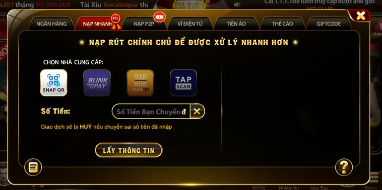 Nạp nhanh – Tiền về tức thì